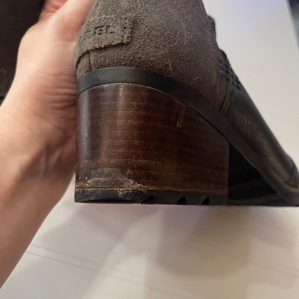 Sorel Women’s 10 Cate Cut Out Black Brown Leather Slip On Ankle Boots T15 - Picture 8 of 14